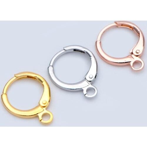 20pcs Round Leverback Ear Hooks, Gold/ Rhodium(Silver Tone)/ Rose Gold Plated Brass, Earring Components Wire Hooks (GB-475)