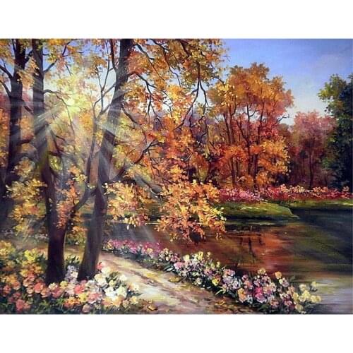 Square&Round Creative Diamond Embroidery Landscape Woods 5D Diy Diamond Painting Cross Stitch Diamond Mosaic Needlework Decor