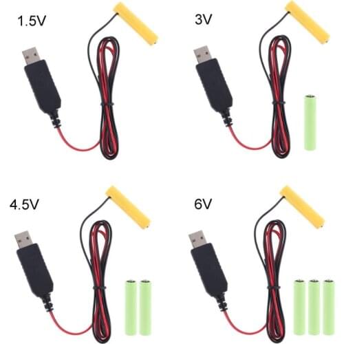 LR03 AAA Battery Eliminator 2m USB Power Supply Cable Replace 1-4pcs AAA Battery