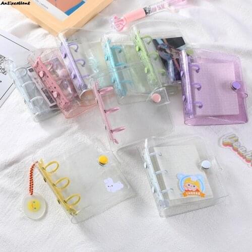 Creative Kawaii Transparent 3 Ring Mini Loose-leaf Hand Book Student Portable Notebook Ring Binder Cute Gifts School Supplies