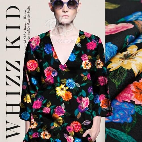 Couture fashion fabric--imitated silk crepe de chine, floral pattern,over print for dress,top,trousers, pants, craft by the yard