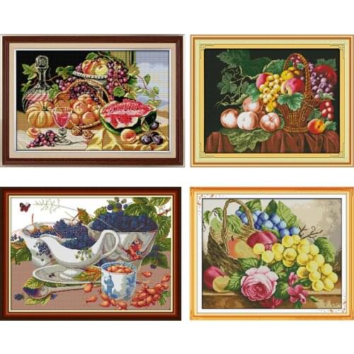 Abundant fruits Cross Stitch Kits Stamped Patterns Counted 11CT 14CT Printed Embroidery Thread Needlework Decoration Sewing Sets