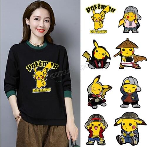 Pokemon Pikachu Clothes Patch Stickers Embroidery Cloth Stickers Cute Cartoon Patches Diy Clothes Decoration Craft Accessories