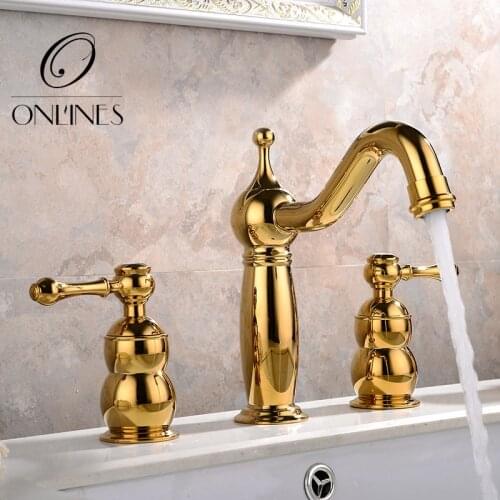 German online European antique copper basin full of hot and cold taps double the gold-plated taps washbasins