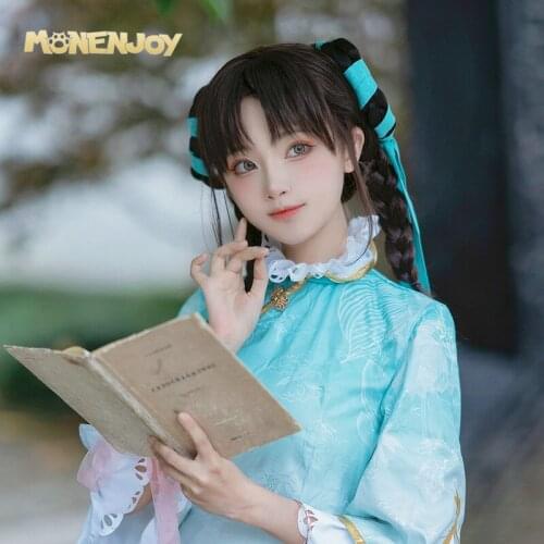 Monenjoy Honor of Kings Xi Shi Cosplay Wig Epic Skin Poetry In Jiangnan Black Cos Hair