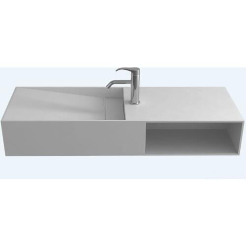 1200mm Bathroom Rectangular Countertop Corain Wash Sink Matt Solid Surface Stone Wall Mounted Washbasin Cabinet RS38228-1410