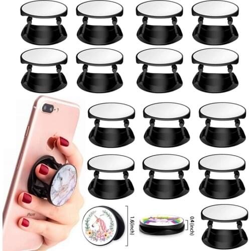 10 Pieces Blank Sublimation Phone Holders Collapsible Phone Stand with Double-Sided Tape Thermal Transfer Sheet (Black and White