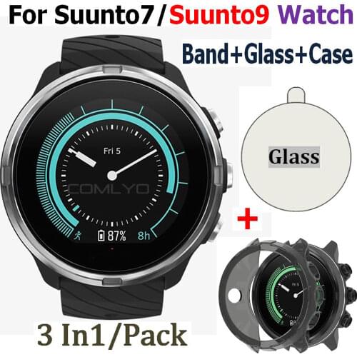 For Suunto9/Spartan sport wrist hr baro Watch Band 24mm Silicone Smart Strap, TPU Screen Frame Protector Case for Suunto 9 Wrist