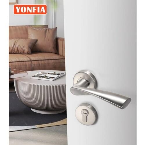 YONFIA 720501 Classical Modern Lever Stainless Steel 304 Door Handle Interior Stainless Steel Handle Door For Bedroom Wood Door