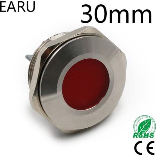 30mm IP67 Waterproof Metal LED Indicator Signal Pilot Warning Lamp Light 5V 12V 24V 110V 220V Red Green Blue Yellow White Boat