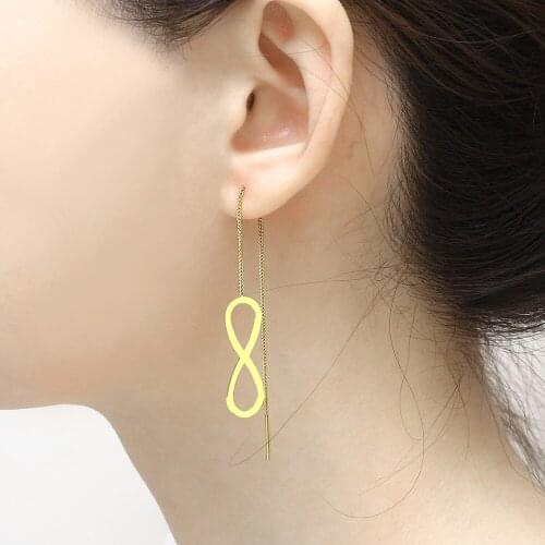 Stainless steel jewelry brincos earing korean fashion long gold women infinity stud earrings female accessories jewellery