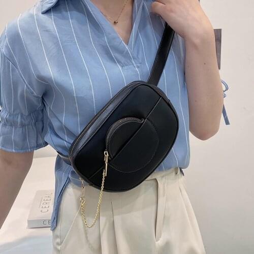 Women Simple Small Chain Waist Bags White Designer Crossbody Bag Female Trending Leather Belt Bag Square Purses and Handbags Sac