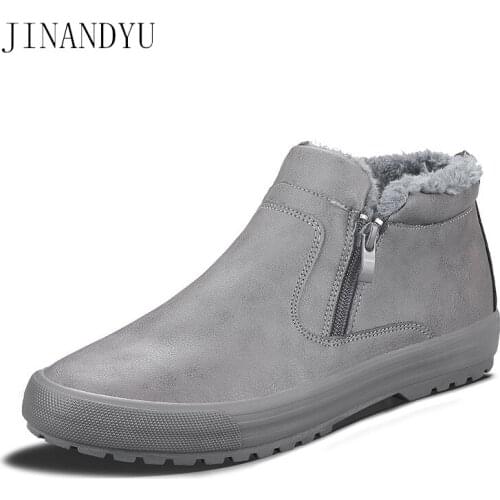 Winter Warm Waterproof Leather Shoes Men Original Fashion Leather Sneaker Mens Loafers Snow Boots Comfy Mens Casual Sneakers