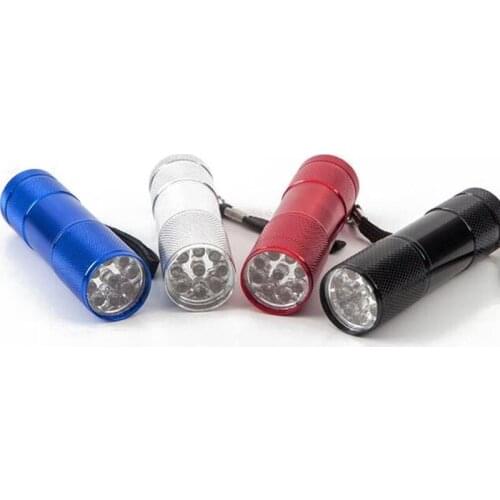 200pcs 9 Led UV Ultra Violet Flashlight Protable UV Purple Linternas Flash Torch Light Lamp Mini Ultraviolet best gifts ZA1185