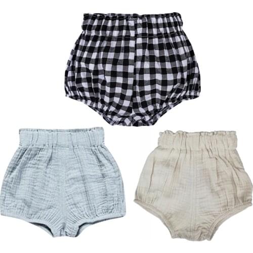 2020 Newborn Baby Bloomers Shorts Baby Girl PP Pants Cotton Linen Triangle Solid Dot Girls Shorts Summer Trouser Toddler