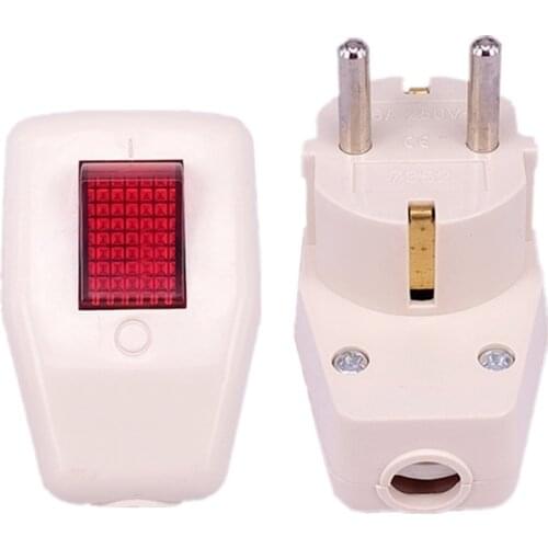 250V 10A AC Schuko Germany Type F Rewireable Power Plug 250V 16 Amp W/ LED Indicator Switch Detachable European Plugs