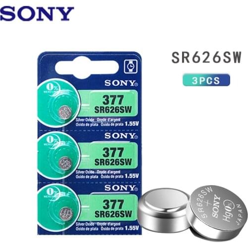 3PCS SONY Watch Coin Battery 1.55V AG4 377A 377 LR626 SR626SW SR66 Button Cell Batteries Toys Remote Camera MADE IN JAPAN
