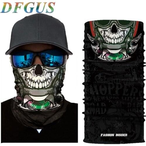 3D Seamless Skull Balaclava Magic Neck Face Mask Motorcycle Halloween Ghost Skeleton Shield Anti-UV Scarf Sun Men