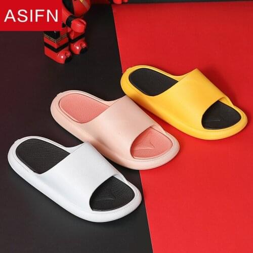 ASIFN Flat Sippers Women Men PVC Soft Indoor Home Slides for Men Non-slip Summer Bathroom Fashion Shoes Flip Flops Women