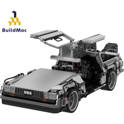 BuildMoc Technical Car MOC Movie Figures Car Time Travel Back to the Future 1985 Building Blocks Technical Toy For Children Gift
