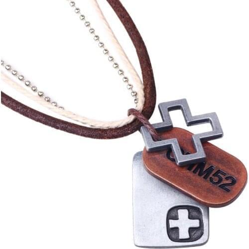 Man Necklace Multiple Layers Leather Rope Retro Personality Necklace 3 Color Alloy Cross Pendant New Necklace 2020 Nan Gift