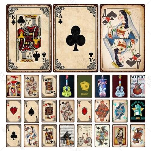 Poker Decor Metal Tin Sign Vintage Style Plaque for Interior Decoration Man Cave Living Room Home Wall Decor Metal Posters