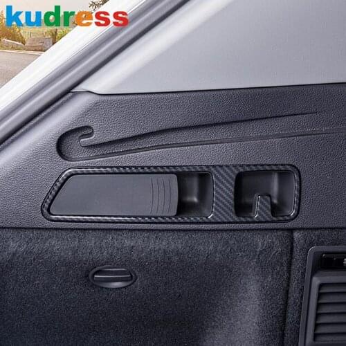 For Audi Q5 2018 2019 2020 Carbon Fiber Interior Rear Seat Adjust Handle Frame Cover Trim Strip Sticker Car Accessories 2pcs