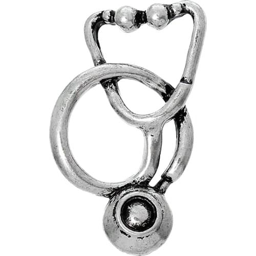DoreenBeads Charm Pendants Stethoscope Silver Color 29mm(1 1/8") x 10mm( 3/8"), 5 PCs