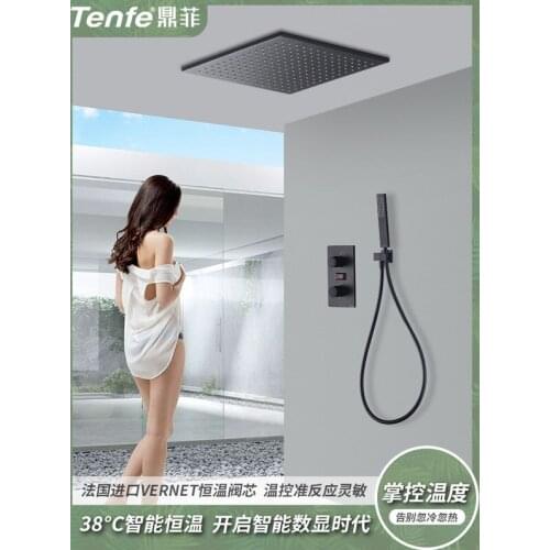 Ding Fei Constant Temperature Number Concealed Embedded Wall Embed Wall Type Black Refined Copper Constant Temperature Shower