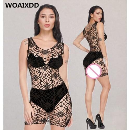 Erotic Sheer Fishnet Large Mesh Intimates Women Transparent Chemise Adult Female Fancy Dress Porno Fetish Lingerie Costumes