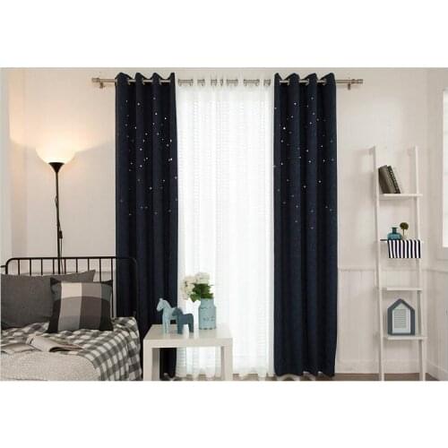 European luxury embroidered curtain cloth with tulle for living room Luxury cashmere stars curtains for bedroom