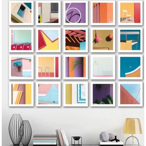 Colorful Geometric Landscape Wall Art Canvas Painting Nordic Posters And Prints Wall Pictures For Living Room Home Decoration