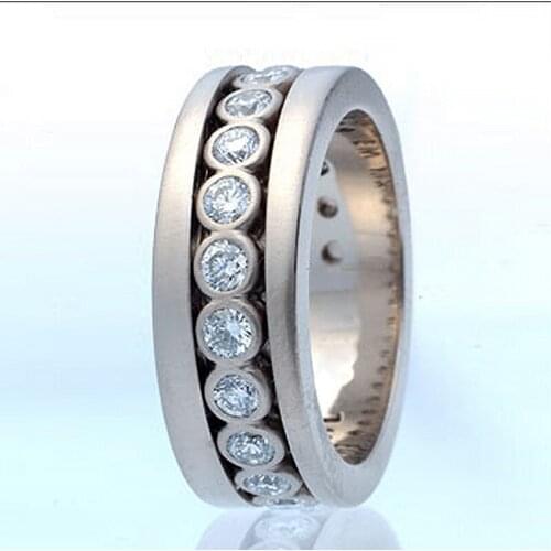 Ysdljg Classic Men Wedding Rings for Couple with Shiny Round White Zircon Timeless Style Women/Men Wedding Rings Jewelry Gift