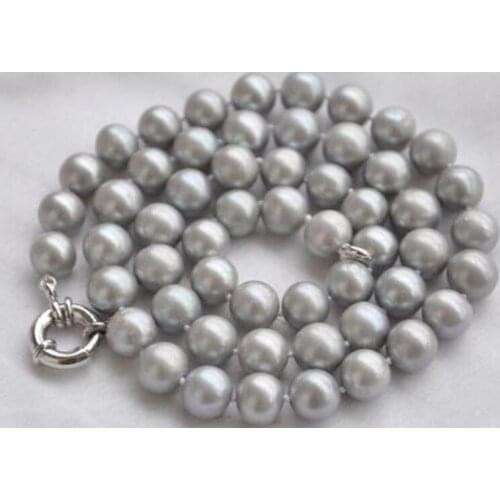 Beautiful New 8-9 mm Natural Gray Freshwater Pearl Necklace 18" 36"AAA