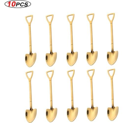 10PC Stainless steel Shovel coffee spoon Set Scoop shovel Creative tea-spoon Ice Cream dessert spoon Birthday Gift Tableware