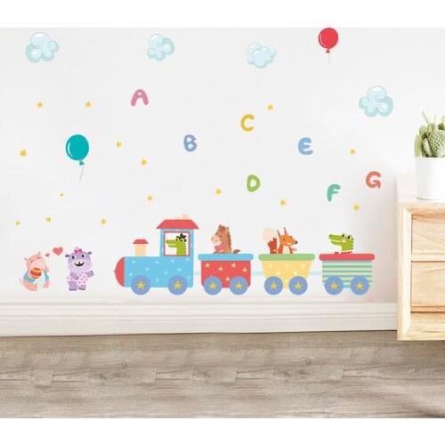 Best holiday Train Wall Sticker for Kids Room Home Decor Nursery Wall Decal Children Poster Baby House Mural Hot Sell