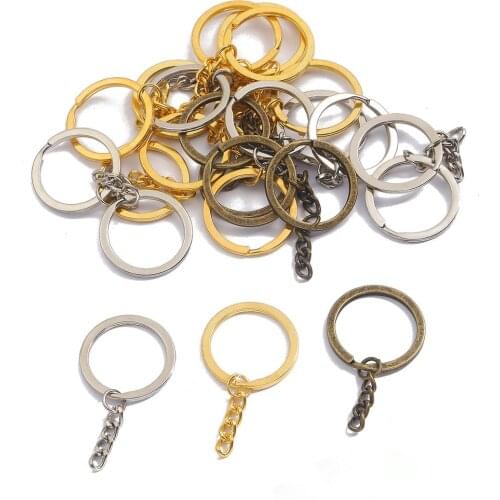 Wholesale 10pcs/lot Metal Key Chain Key Ring Bronze Rhodium Gold Round Split Keyrings DIY Key Chains Jewelry Making Accessories