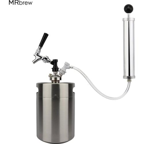 5L Mini Beer Keg Growler for Craft Beer Dispenser System Draft Beer Faucet with Perfect Air Pump with gas ball lock