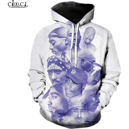 HX Fashion Men Women Casual Streetwear Rapper Tupac Amaru Shakur 2pac Hoodies 3D Print Hooded Pullover Tops Drop Shipping