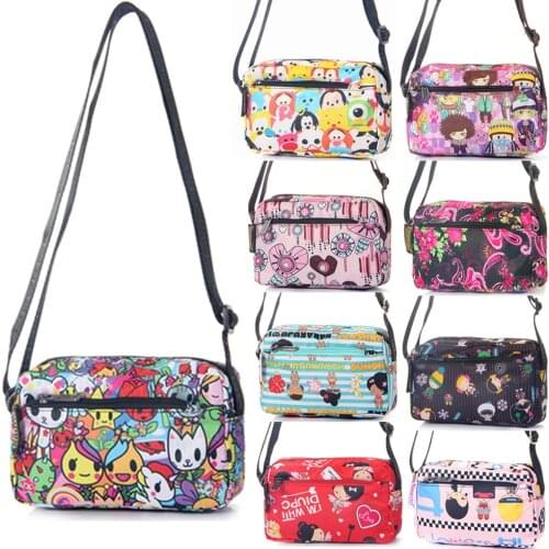 Fashion Women Girls Waterproof Nylon Messenger Cartoon Tsum Flower Crossbody Shoulder Bags Small Ladies Designer Handbags