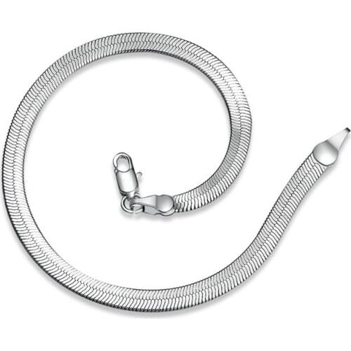 925 Silver Men&Women Universal 4MM Flat Snake Chain Fashion Blade Chain Bracelet Jewelry Gift