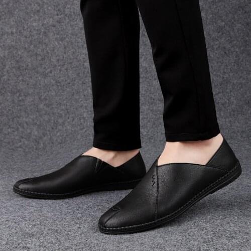 2021 High Quality Luxury Genuine Leather Comfy Casual Breathable Loafers Mens Moccasins Slip-on Flats Driving Loafers