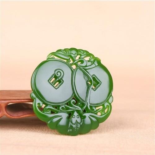 NATURAL GREEN JADE BAT PENDANT NECKLACE CHINESE JEWELRY DOUBLE-SIDED HOLLOW OUT CARVED FASHION CHARM AMULET FOR MEN WOMEN GIFTS