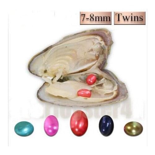 Natural Pearls Hot Sale Akoya Oyster 7-8mm Mixed Colors 10pcs Twins Rice Pearls Freshwater Pearl Oyster Christmas Gift ABH752