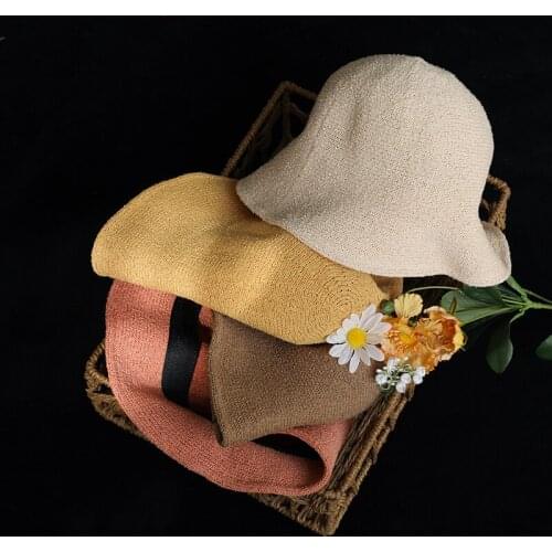 2021 spring new fashion Korean fisherman hat women cotton and linen knitted casual all-match