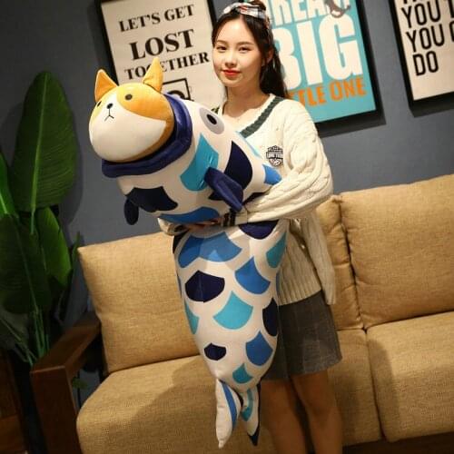 New Creative Cats Eatting Fish Plush Toys Cute Animal Cartoon Soft Dog Dolls Stuffed Children Kids Birthday Gifts