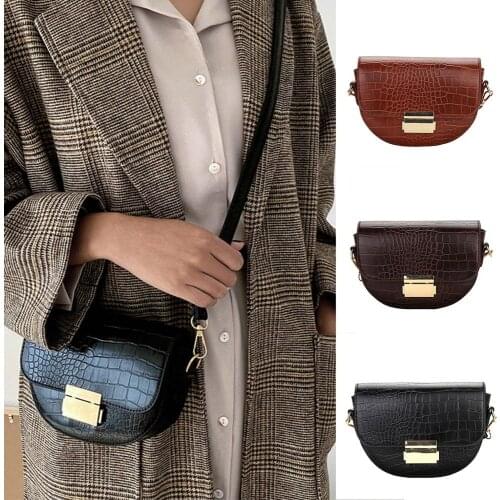 Newly Large Capacity Women Crocodile Semicircle Saddle Bags Crossbody Bag PU Leather Shoulder Bags for Female Handbags Bolsas