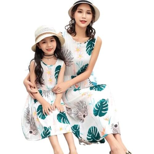 Summer Mommy and Me Family Matching Mother Daughter Dresses Clothes Floral Mom Dress Kids Child Outfits Mum Big Sister Baby Girl