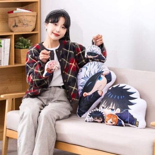 Anime Jujutsu Kaisen Pillows Kawaii Yuji Itadori Fushiguro Megumi Cosplay Double Sided Pillow Soft Stuffed Plush Toy Kids Gifts