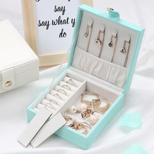 Portable Jewelry Storage Box Double Layer Design Compartments Storage Suitable For Necklace Rings Gifts For Family And Friends